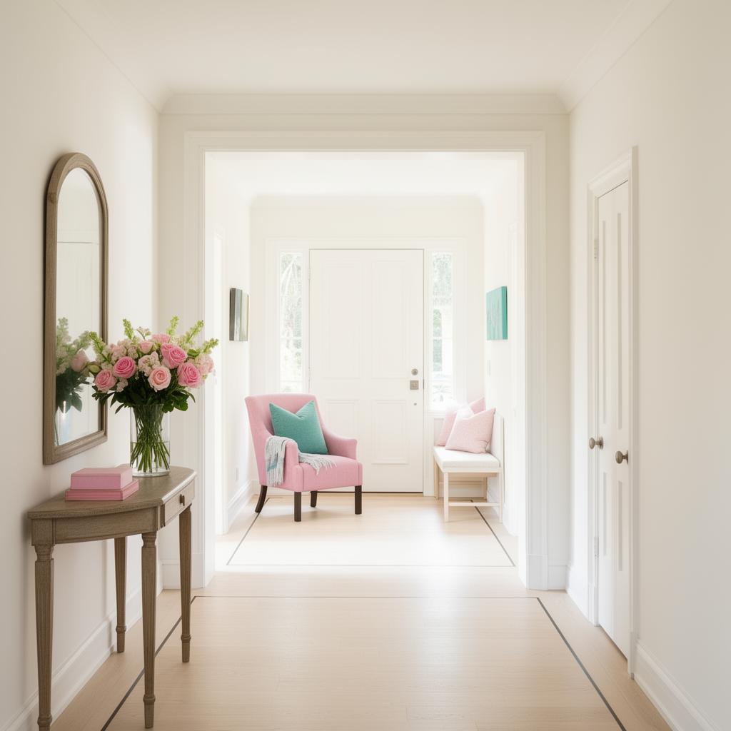 Bright, welcoming, freshly cleaned home entryway